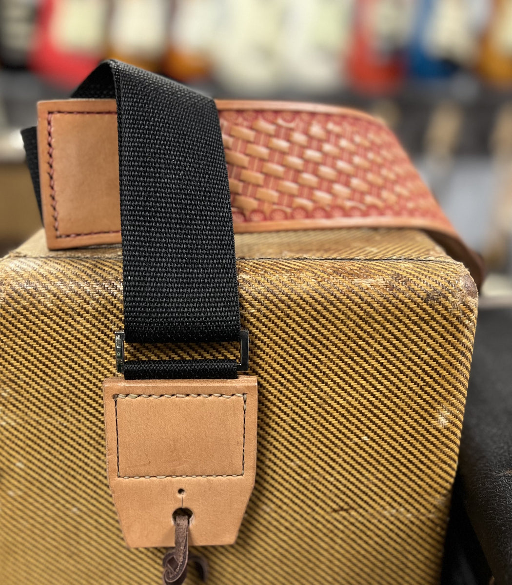Cheesecake Leathers Red Basket Weave Guitar Strap Empire Guitars