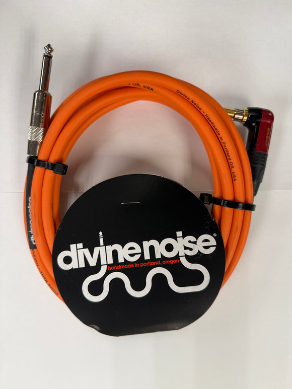 Divine Noise 15ft Instrument Cable ST-RAS (Straight-Right Angle Silent) Orange *Free Shipping*