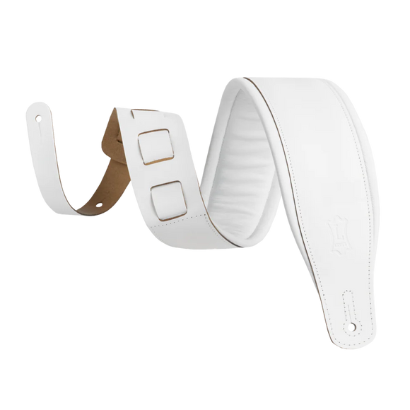 Levy's M26PD-WHT-WHT Leather Guitar Strap *Free Shipping in the USA*