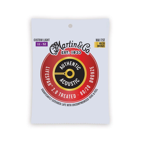 Martin MA175T Authentic Acoustic Lifespan® 2.0 Guitar Strings 80/20 Bronze