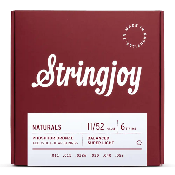 Stringjoy Naturals | Super Light Gauge (11-52) Phosphor Bronze Acoustic Guitar Strings