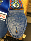 Souldier Guitar Strap Stained Glass Royal Red/Blue W/ Blue Leather Ends *Free Shipping in the USA*