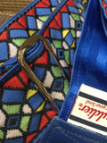 Souldier Guitar Strap Stained Glass Royal Red/Blue W/ Blue Leather Ends *Free Shipping in the USA*