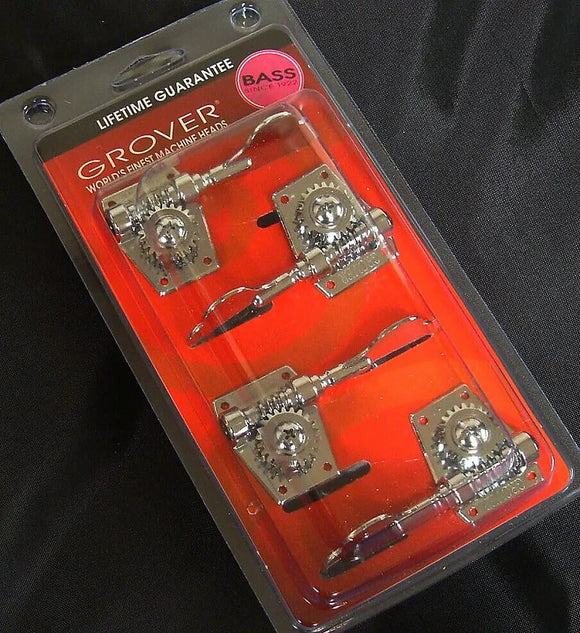Grover 142C4 Vintage Style Bass Tuning Machines Chrome 4 in line