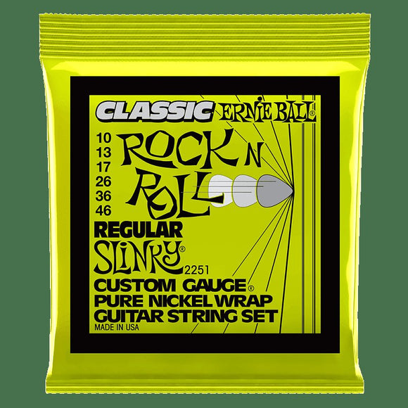 Ernie Ball 2251 Slinky Classic Rock N Roll Pure Nickel Wrap Electric Guitar Strings- 10-46 Gauge