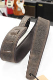 LM Products Premier Leather Guitar Strap Brown Western Tooled PM-13 *Free Shipping in the USA*