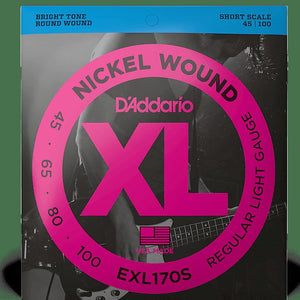 D'Addario EXL170S Short Scale Light Bass Guitar Strings