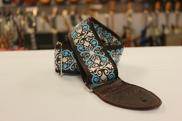 Souldier Guitar Strap Constantine Turquoise/White/Brown w/ Brown Ends *Free Shipping in the USA*