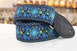 Souldier Hendrix Blue Guitar Strap with Black leather ends *Free Shipping in the USA*