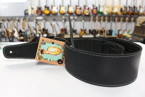 Henry Heller HBL25-BLK Guitar Strap Black with White Stitching *Free Shipping in the US*