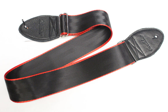 Souldier Straps Plain Seatbelt Black & Red Guitar Strap *Free Shipping in the USA*