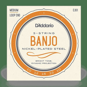D'Addario EJ61 5-String Nickel Medium Banjo Strings