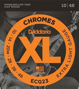 D'Addario ECG23 XL Chromes Flatwound Electric Guitar Strings, Extra Light Gauge