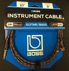 Boss BIC-10A 1/4" Straight to Right-Angle Guitar/Instrument Cable - 10' *Free Shipping in the USA*