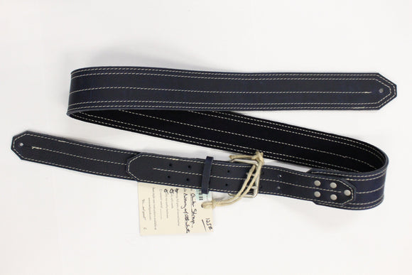 Awlgoods Handcrafted Leather Guitar Strap Navy with Off-White Stitching