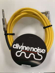 Divine Noise 15ft Instrument Cable (Straight - Right)  Yellow *Free Shipping in the USA*