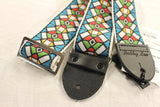 Souldier Guitar Strap Vintage Stained Glass Blue w/ black leather ends *Free Shipping in the USA*