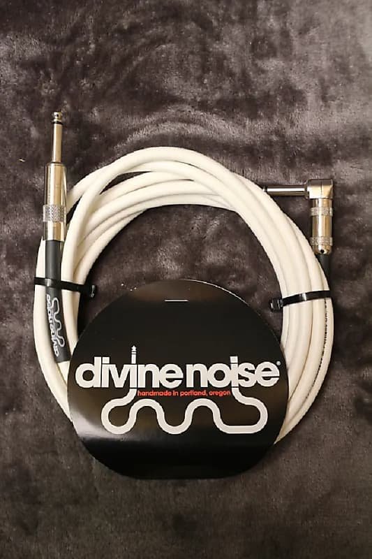 Divine Noise 15ft Instrument Cable ST-RA (Straight-Right Angle) White *Free Shipping*